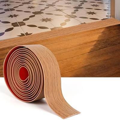 2'' x 10Ft Self Adhesive Floor Transition Strip, Laminate Vinyl Flooring Transition Strip for Joining Floor Gaps, Carpet Threshold, Doorway Transitions, Threshold Cover, Floor Tiles- Brown Wood Grain