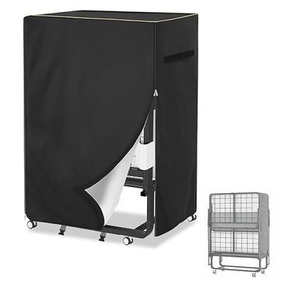 Foldable Bed Cover,Heavy Duty Durable 600D Waterproof Dustproof Rollaway Bed Storage Cover,With Zipper Folding Bed Storage Cover for 38In Adults Twin Size Rollaway Beds,39" L x 15" W x 44.8" H,Black