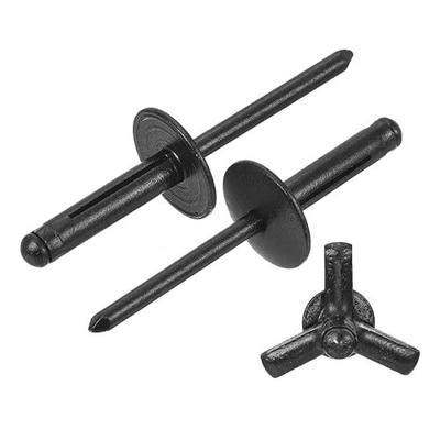 uxcell 60Pcs 3/16"x3/4" Aluminum Large Head Tri Grip Rivets, Large Flange Tri Grip Rivets for DIY, Sheet Metal, Automotive Repairs, Furniture, Marine Boat (Black)