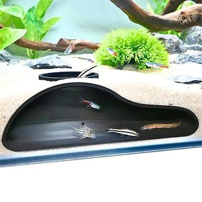 Lucky Critter Aquarium Underground Tunnel Cave Natural Curve | Viewing Fish & Shrimp Under Gravel Tunnel | Fish Tank Decor Decoration Hideout Perfect for Corydora Catfish, Kuhli Loach, Pleco