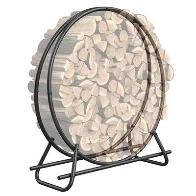 40 Inch Metal Pipe Firewood Rack Circle - Black Steel Log Holder for Indoor and Outdoor Use,Firewood Storage Organizer for Fireplace, Patio, or Backyard (3.3 FT Diameter Rack)