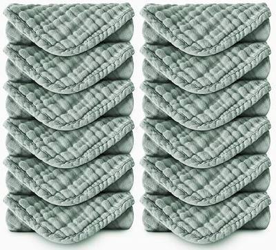 Spotted Play Muslin Burp Cloths 100% Cotton Large 20''x10'' Extra Soft and Absorbent Baby Wash Cloths Spit Up Rags - Baby Burping Cloth for Boys Girls Items(12 Pack Green)