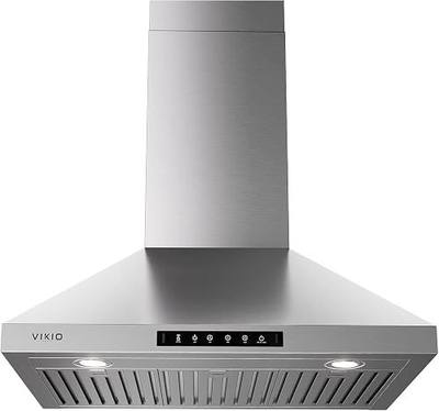VIKIO HOME Wall Mount 30 Inch Range Hood 900 CFM, Ductless/Ducted Convertible Kitchen Hood, 3-speed Gesture Sensing & Touch Control, Stainless Steel Kitchen Vent Hood with Permanent Baffle Filters