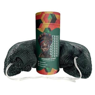 African Net Sponge, Premium Authentic Exfoliating Body Scrubber, Extra Long Stretch Bath Sponge for Shower, Deep Exfoliating Washcloth for Smooth Skin, 1 Pack (Forest Green)