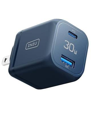 USB C Charger, INIU 30W PD QC 3.0 Dual Port Type C Charger Fast Charging Block, USB C Wall Charger with Foldable Plug for iPhone 16 15 14 Pro Max Samsung S22 S21 Note 20 iPad Pro Google AirPods, Blue