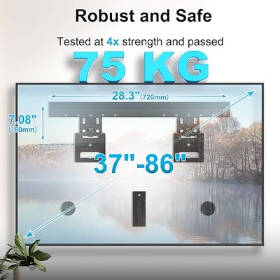Ultra Slim TV Wall Mount for 37 to 86 inch Flat& Frame TV, Max 165 lbs, 0.37'' Low Profile Wall Mount, VESA 200 x 200-600 x 400 mm