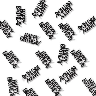 Black Happy Birthday Confetti Birthday Party Decorations Glitter Table Scatters for Adult Birthday Anniversary DIY Crafts Party Supplies 100PC