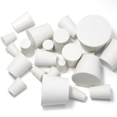 Bonsicoky 24 Pack Solid Rubber Stoppers, 11 Assorted Sizes (000#-8#) | White, Tapered Shaped, Lab Bungs Plug, For Flask, Plug Holes, Test Tube