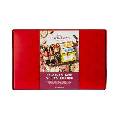 Hickory Farms Savory Sausage & Cheese Gift Box – Gourmet Farmhouse Summer Sausages, Cheese Blends, Belgian Ale Mustard, and Crackers for Holidays, Birthdays, or Corporate Gifts