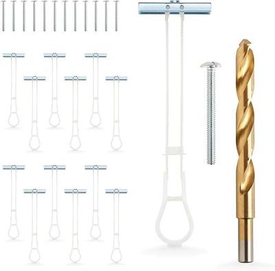 1/4”-20 Quick Easy Heavy Duty Toggle Anchors with Bolts - Hollow Wall Anchors with Steel Wings, Adjustable Up to 2 1/2" Thick Wall, Holds Up to 1080 Lbs, Heavy Duty Drill Bit Included (24 Pack)