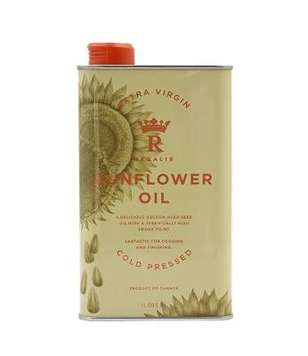 Regalis Foods Cold Pressed Sunflower Seed Oil, Cooking Oil, Finishing Oil, High Smoke Point, 1L (1L)
