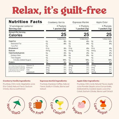 Craftmix Holiday Variety Cocktail & Mocktail Drink Mixer, Pack of 12 | Skinny Mixes, Water Flavoring Packets, Made with Real Ingredients, Vegan Low-Carb, Low-Sugar, Non-GMO, Dairy & Gluten Free