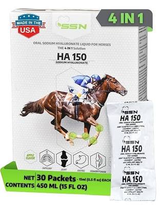 SSN HA 150 - 4 In 1 Horse Supplement - 30 Servings - Equine Joint, Gastric, Ligament/Tendon, Lung Capillary Health - Glucosamine Alternative - (30 Pack, 150mg Sodium Hyaluronate per Serving)