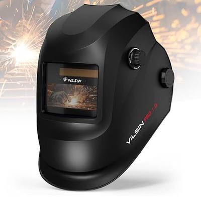 VILSIN Welding Helmet Auto Darkening Solar Powered Welding Hood with 2 Arc Sensor,Wide Shade 3/4-8/9-13 for TIG MIG ARC Weld Grinding Welder Helmet,Black