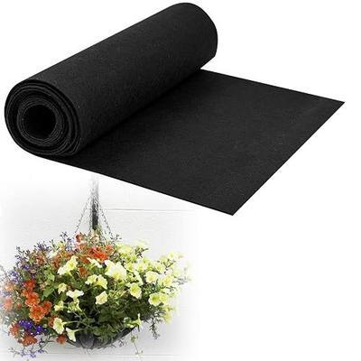 12x40 Inch Black Felt Planter Liner Roll Non-Woven Breathable Fabric Planter Basket Liner Reusable Coco Liner Alternative for Hanging Basket, Window Box, Raised Garden Bed, Indoor & Outdoor Planting