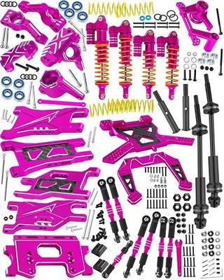 RC Upgrades Part for 1/10 Slash 2WD,Driveshafts,Shock Absorbers &Suspension Arms &Turnbuckles Links&Caster Blocks &Steering Block &Stub Axle Carriers &Shock Towers &Bulkhead,Pink