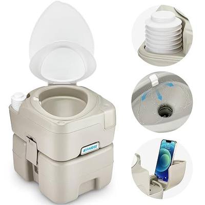 Kohree Portable Toilet for Camping 5.3 Gallon, 20L Cassette Toilet | Porta Potty for Adults with Diagonal Elongated Bowl Seat, Bellows Flush Pump, Flushable Leakproof Toilet for RV Trailer Camp