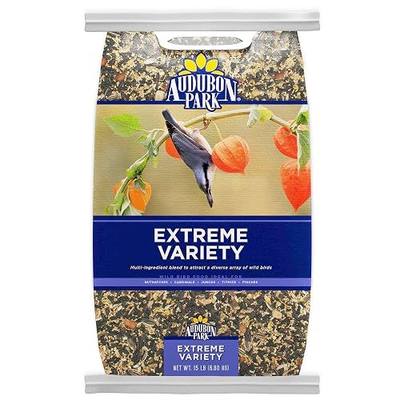 Audubon Park Extreme Variety Wild Bird Seed for Outside Feeders, 15-lb. Bag | Premium Blend with Sunflower Seeds, Peanuts, Raisins & Tree Nuts for Outdoor Feeders