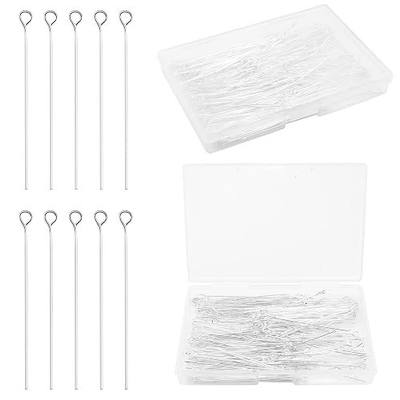 200 Pcs 50mm Straight Eye Pins for Craft Earring Bracelet Necklace Pendant DIY Jewelry Making, Silver Color