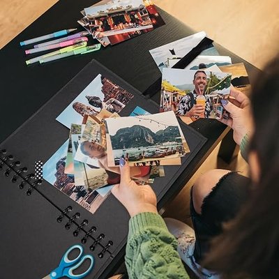 Scrapbook Photo Album DIY 10x10 Inch Thick Kraft 40 Pages Black | Diy Picture Book, Guest Book, Memory Book, Wedding Baby Family Travel