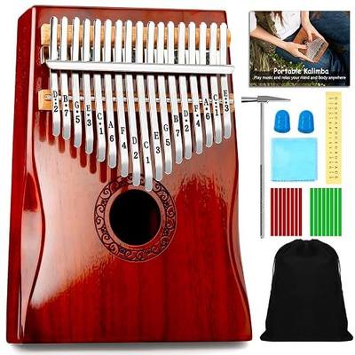 Kalimba Thumb Piano,YUNDIE Portable 17 Keys Mbira Finger Piano with Tune Hammer and Study Instruction,Musical Instruments Gift for Adult Beginners Professional(Brownish Red) (17 Keys)