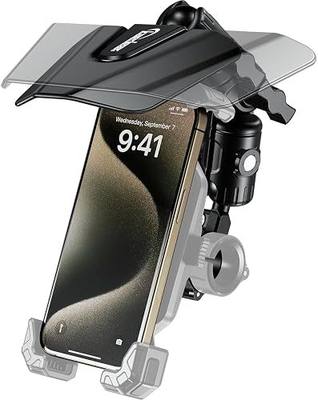 Kaedear Motorcycle Phone Sun Visor, Vertical & Horizontal, KDR-V2 | GPS and smartphone shade, vertical and horizontal visors, heat and rain protection, handlebar mounting, easy angle adjustment