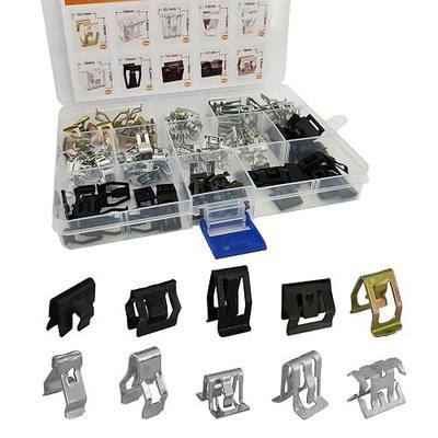 100Pcs 10 Sizes Auto Car U-Clip Metal Trim Panel Spring Clip Trim Moulding Clip Kit 4A0-867-276A Replacement for Most Cars