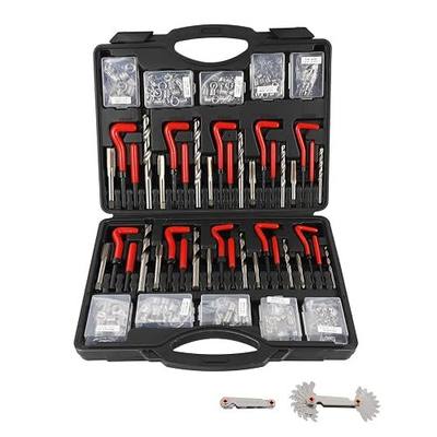 263PCS Thread Repair Kit HSS Drill Helicoil Kit, Rethreading Tool | Rethreading Kit with Thread Gauge Metric and SAE1 /4" 5/16" 3/8" 7/16" 1/2" M5 M6 M8 M10 M12