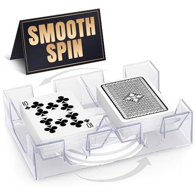 Dual Deck Revolving Canasta Card Holder – 360° Rotating Acrylic card holders for playing cards Tray | Holds 2 Decks for Poker, Bridge & More | Clear, Durable & Easy Access for Home & Casino Games