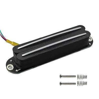 Pro ST HA Ceramic Dual Single Coil Sized Mini Humbucker Pickup 13.2K Super Distortion for Strat Style Electric Guitar, Black Body Chrome Rail