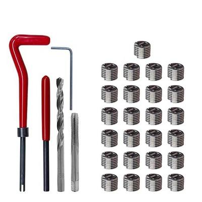 BDZMC 30PCS M6 Thread Repair Insert Kit, Metric Helicoil Kit (M6 x 1.0) | M6 x 1.0mm Thread Repair Kit Compatible Hand Tool Set, Stainless Steel Helicoil Insert Set for Car Repairing