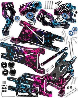 RC Aluminum Upgrades Part for 1/10 Slash 2WD/Slash 2WD VXL,Suspension Arms & Caster Block,Steering Blocks,Rear Stub Axle Carriers w/Bearings,Colour