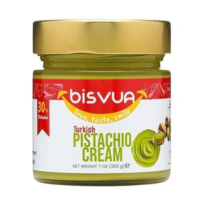 BISVUA Premium Pistachio Cream, 7 Oz (200g) – Natural Sweet Pistachio Butter Spread for Dubai Chocolate Bar, Knafeh & Kataifi | No Palm Oil