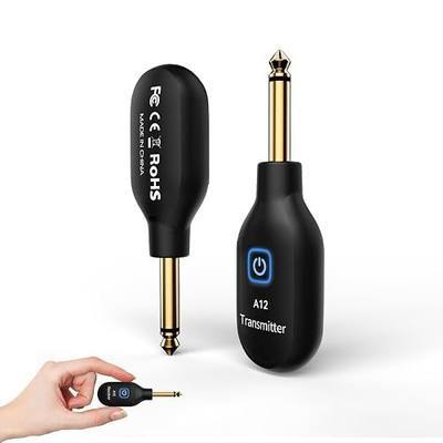 Wireless Guitar Transmitter Receiver, 2.4GHz A12(1TX+1RX) | 48kHz/24Bit, Low Latency, 4 Channels, 100ft/30M Range, Rechargeable, Easy Pairing for Electric Guitar & Bass Accessories