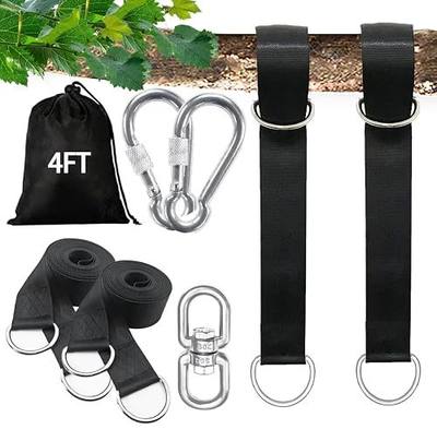 Tree Swing Straps Hanging Kit 4FT/8FT/15FT/20FT/25FT, Extra Long Tree Swing Straps Holds 5500 lbs with Lock Carabiners & Tree Protectors, Safer for All Swing & Hammock (4FT)