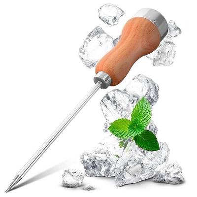 Ice Picks for Breaking Ice in Freezer – 8.07 Inch Sharp Stainless Steel Icepick with Ergonomic Wooden Handle & Secure Metal Safety Cap – Bartender Kitchen Tool for Home Bar, Camping & Outdoor Use