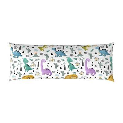 Cute Dinosaurs Body Pillow Pillowcase, Multi-Colored, 20" x 54" | Polyester, Hidden Zipper, Side/Stomach Sleepers & Pregnancy Support, Cartoon Dinosaur Theme