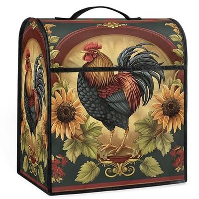 Kitchen Aid Mixer Cover Vintage Rooster Sunflower Stand Mixer Cover Compatible With 5-8 Quart Tilt Head Coffee Maker Dust Covers Durable Foldable Washable Kitchen Aid Mixer Accessories