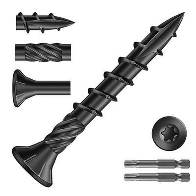 #8 x 1-1/4" Deck Screws (398Pcs) 2lb. Carbon Steel, Black, Flat Head, Rust Resistant epoxy Coated, with T25 Star Bit