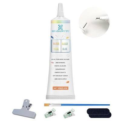 Book Binding Glue,2.2oz Book Glue,Transparent Paper Glue,Strong Book Repair Kit for Bookbinding and Book Repair,Scrapbook Adhesive,Envelopes,Postcards,Collages,Paper Crafts DIY