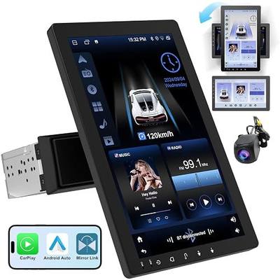 Haudio 10.1" Single DIN Car Stereo with Wireless Apple CarPlay & Android Auto, Android 13 Floating Touchscreen, Split Screen, Bluetooth, WiFi, Mirror Link, AHD Camera, 2GB+32GB