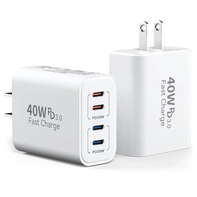 TT&C 40W USB C Charger Block, 2-Pack Type C Wall Plug for iPhone 17, 16, 15