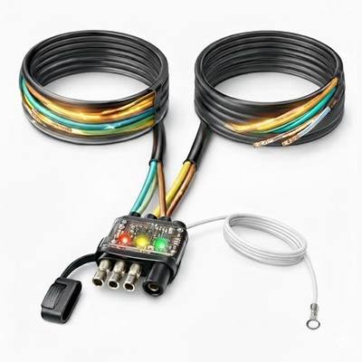 26FT 4 Pin 5 Wire Trailer Wiring Harness with PVC Protective Tube | 4 Way Flat Trailer Connector, Trailer Lights and Wiring Kit, Trailer Wire Connector Plug for Trailer Boat RV Tractor...