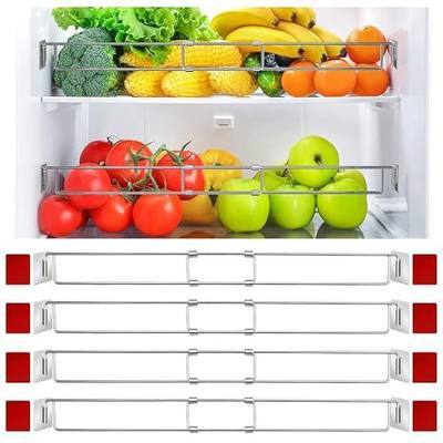 Adevar RV Refrigerator Bars, 4 Pack RV Refrigerator Tension Rods 12.2-22.24 Inch Adjustable Stainless Steel Fridge Accessories Prevent Spills for Camper Travel Kitchen Medicine Cabinets Bookshelf