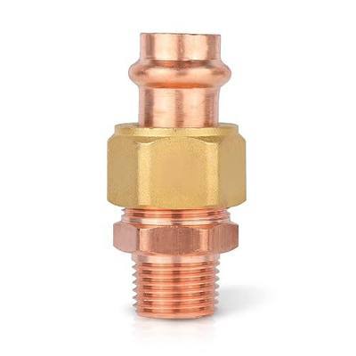 1-Pack HeSun Copper Union Press Male Adapter, 3/4" Male NPT x 3/4" Pressure Fittings, MNPT x P for Copper Tube Connection(PRESS072)