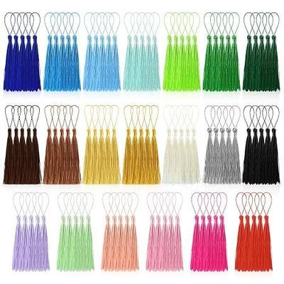 100 Pcs Bookmark Tassels Bulk 20 Colors Soft Craft Silky Handmade Mini Tassels for Jewelry Making with Loops for DIY Craft Accessory Dress Decoration