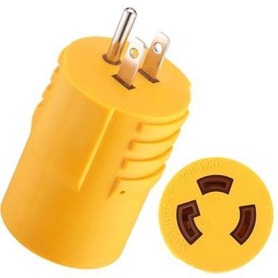 Kanayu 30 Amp to 110 Volt Rv Adapter, NEMA 5-15P to L5-30R Electrical Power Plug,125V 1875W, 3 Prong Locking Rv Power Adapter 15A Household Male to 30A Female Electrical Converter for Trailer Camper