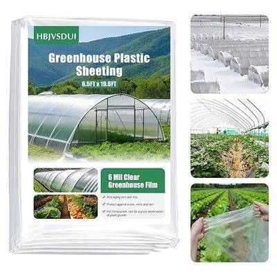 Greenhouse Plastic Sheeting, 6.5 x 19.6 FT 6 mil Clear Greenhouse Film, UV Resistant Polyethylene Film for Farms, Agriculture, Garden