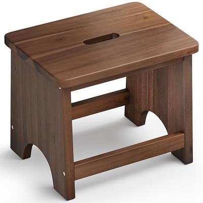 FANATU 13'' Wooden Step Stool, One Step Stool for Adults, 550lbs Capacity | Built-In Handle, Non-Slip Feet And Moisture-Resistant Finish Create A Convenient Kitchen Footstool For Everyday Tasks