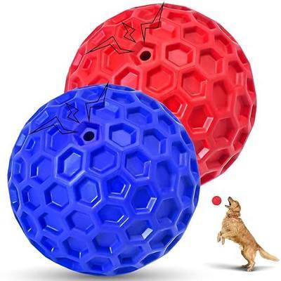2 Pack Indestructible Squeaky Dog Balls for Aggressive Chewers, Interactive Dog Toys for Teething, Relieving Anxiety. Chew Toy for Large, Medium Breeds, Outdoor Rubber Balls.